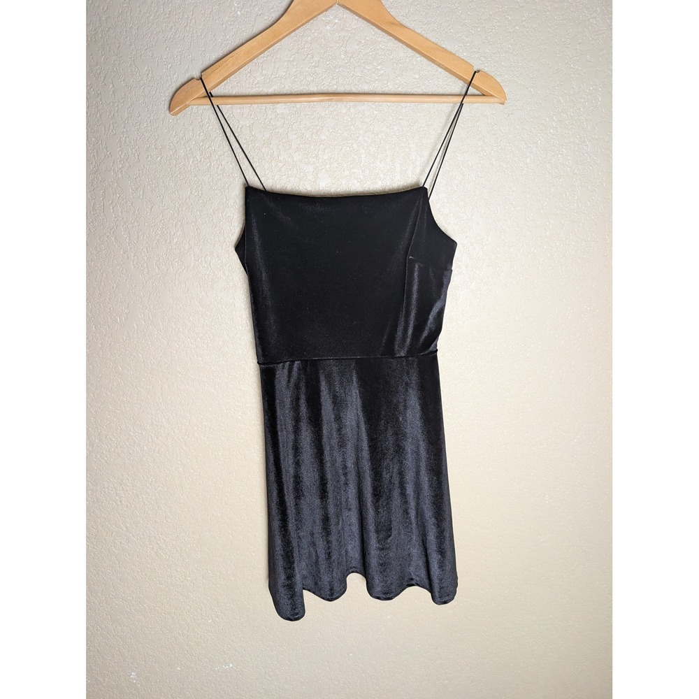 Urban Outfitters Women's S Black Velvet Mini Dress Strappy Y2K 90s Goth